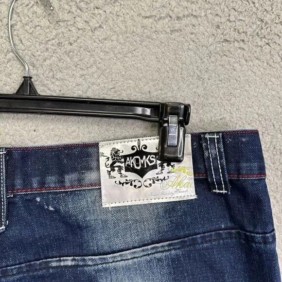 Akademiks Jeans Mens 38 Blue Distressed Loose Fit Straight Leg Pockets Denim NEW